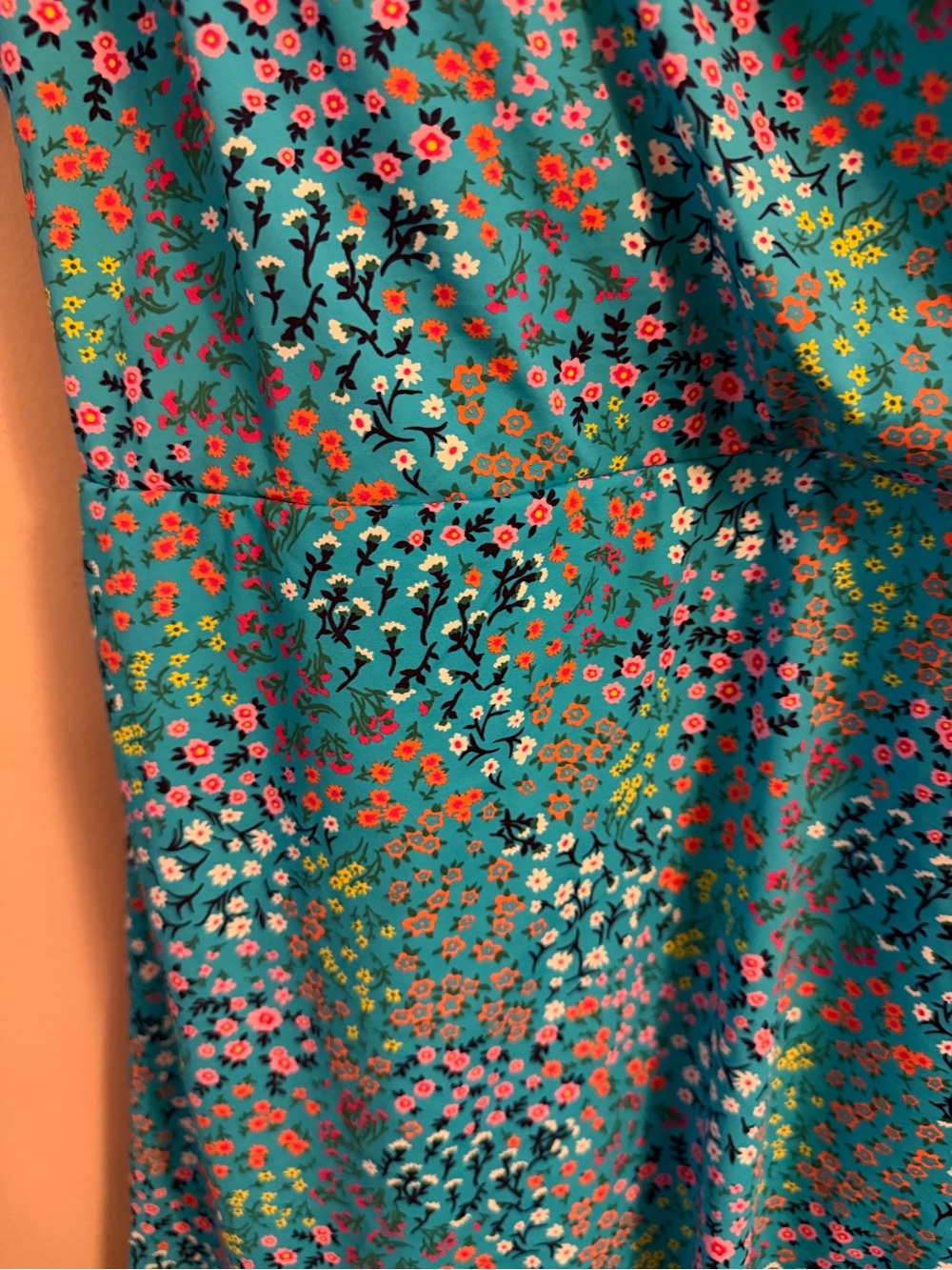 Turquoise Floral Swim Dress - Picture 3 of 4